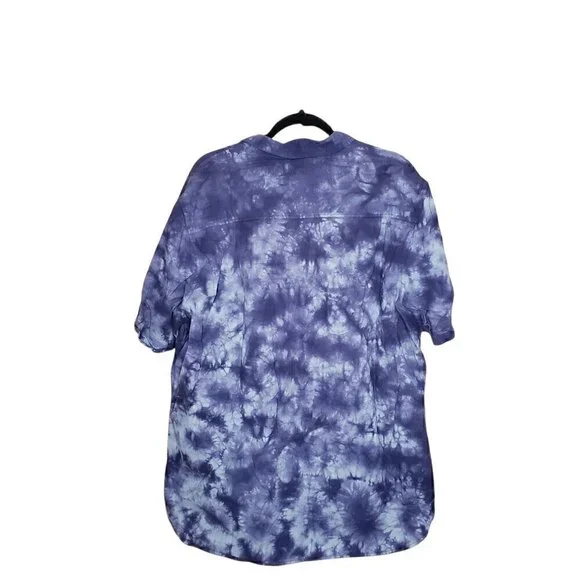 Union Sea//Wa Blue Tie Dye Button Down Cotton Shirt - Picture 2 of 4